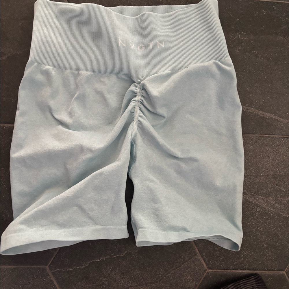 NVGTN Light Blue scrunch shorts small